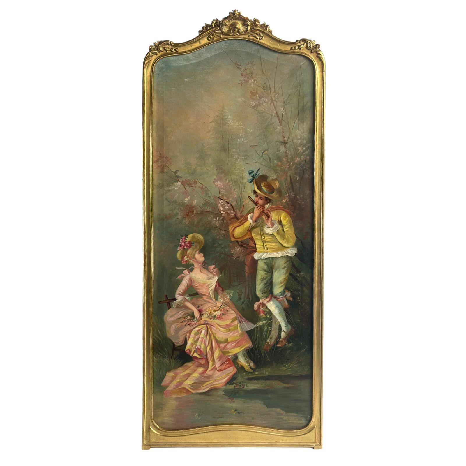 Pair of French Late 19th Century Tall Oil on Canvas Paintings For Sale 3