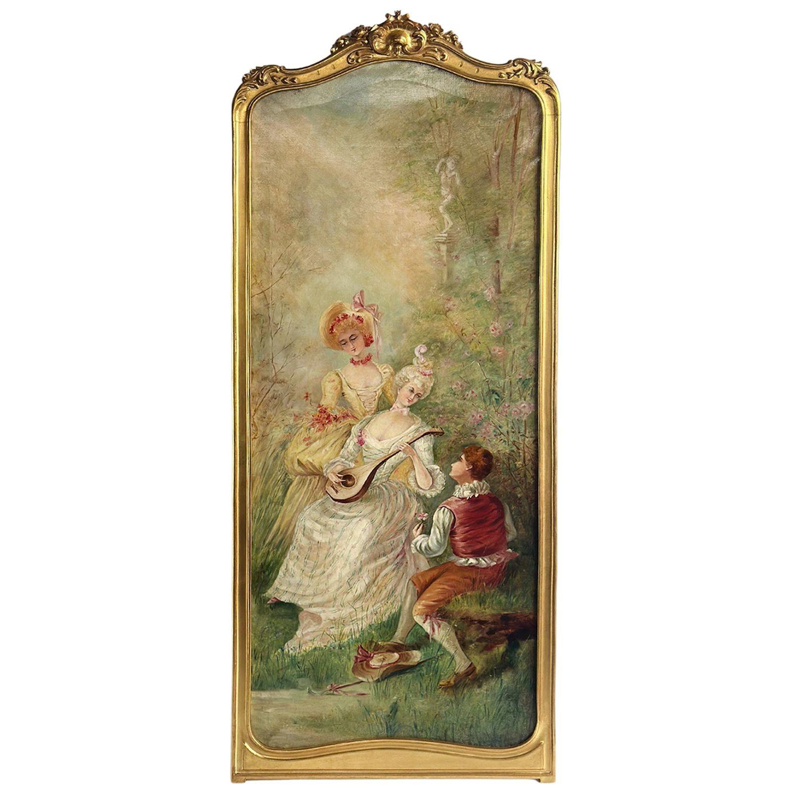 Pair of French Late 19th Century Tall Oil on Canvas Paintings For Sale 3