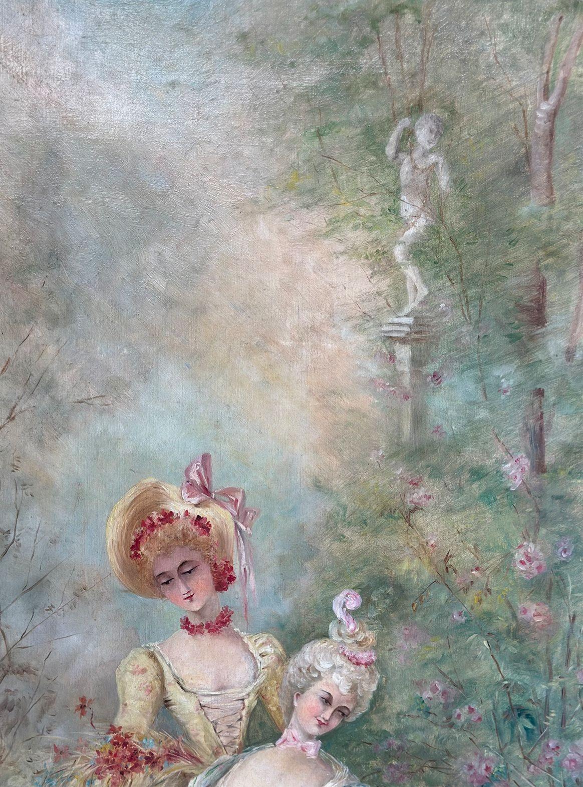 Pair of French Late 19th Century Tall Oil on Canvas Paintings For Sale 4