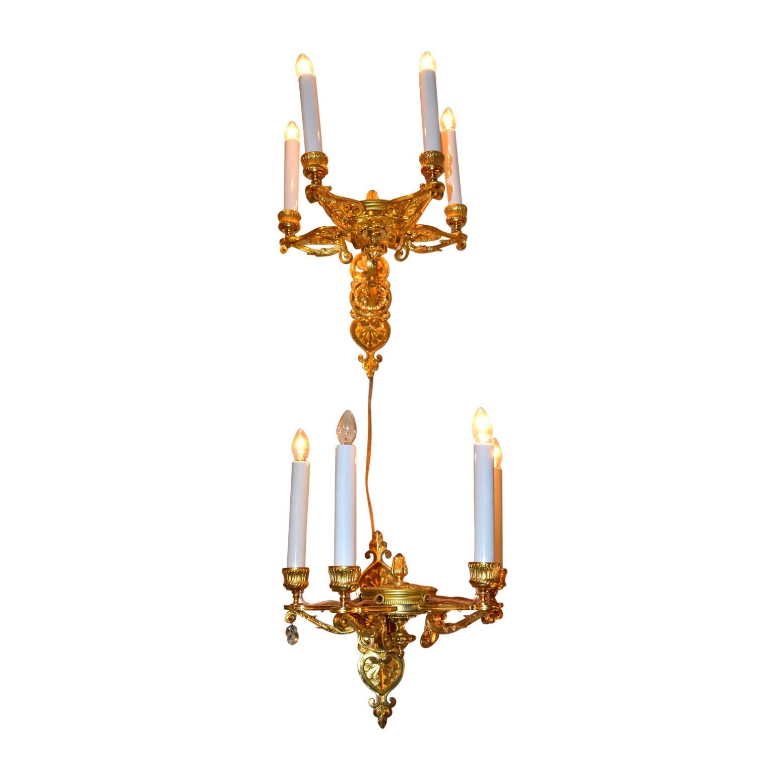 Gilt Pair of French Late 19th Century Empire Style Sconces For Sale