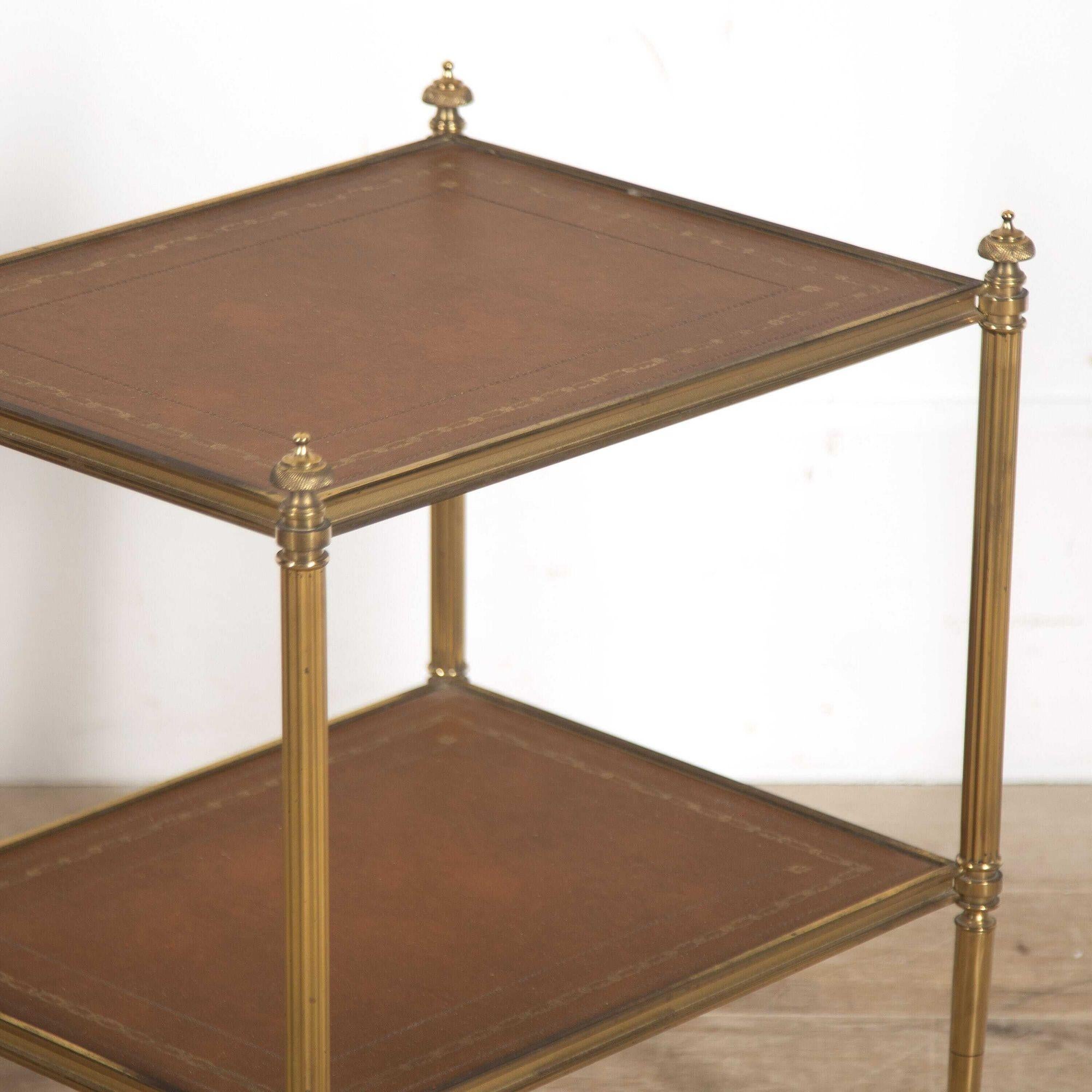 Pair of French Leather and Brass Side Tables In Good Condition In Gloucestershire, GB