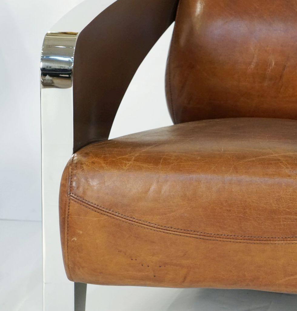 French Leather and Chrome Club or Lounge Chairs 'Individually Priced' 4