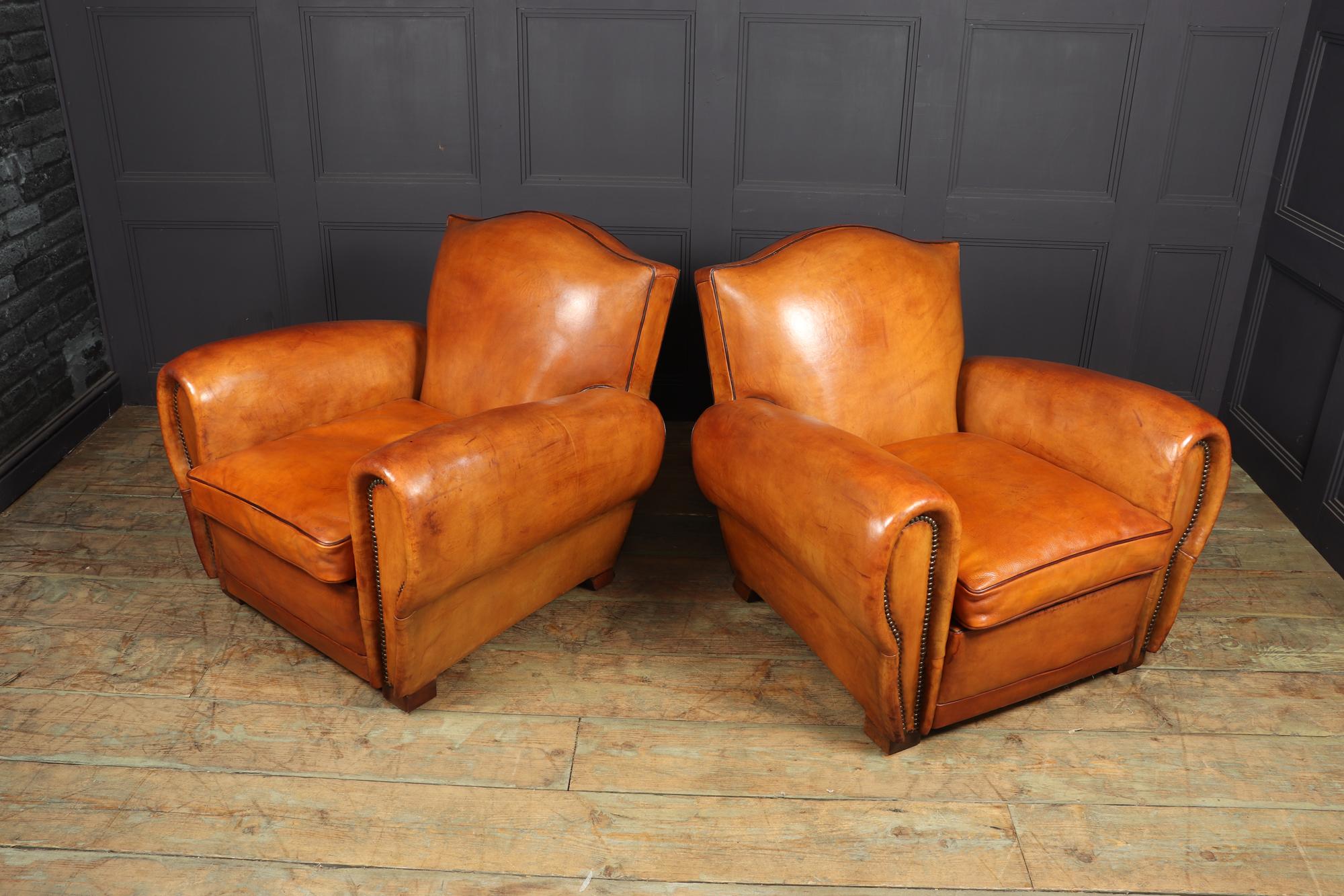 Pair of French Leather Club Armchairs, 1940 6