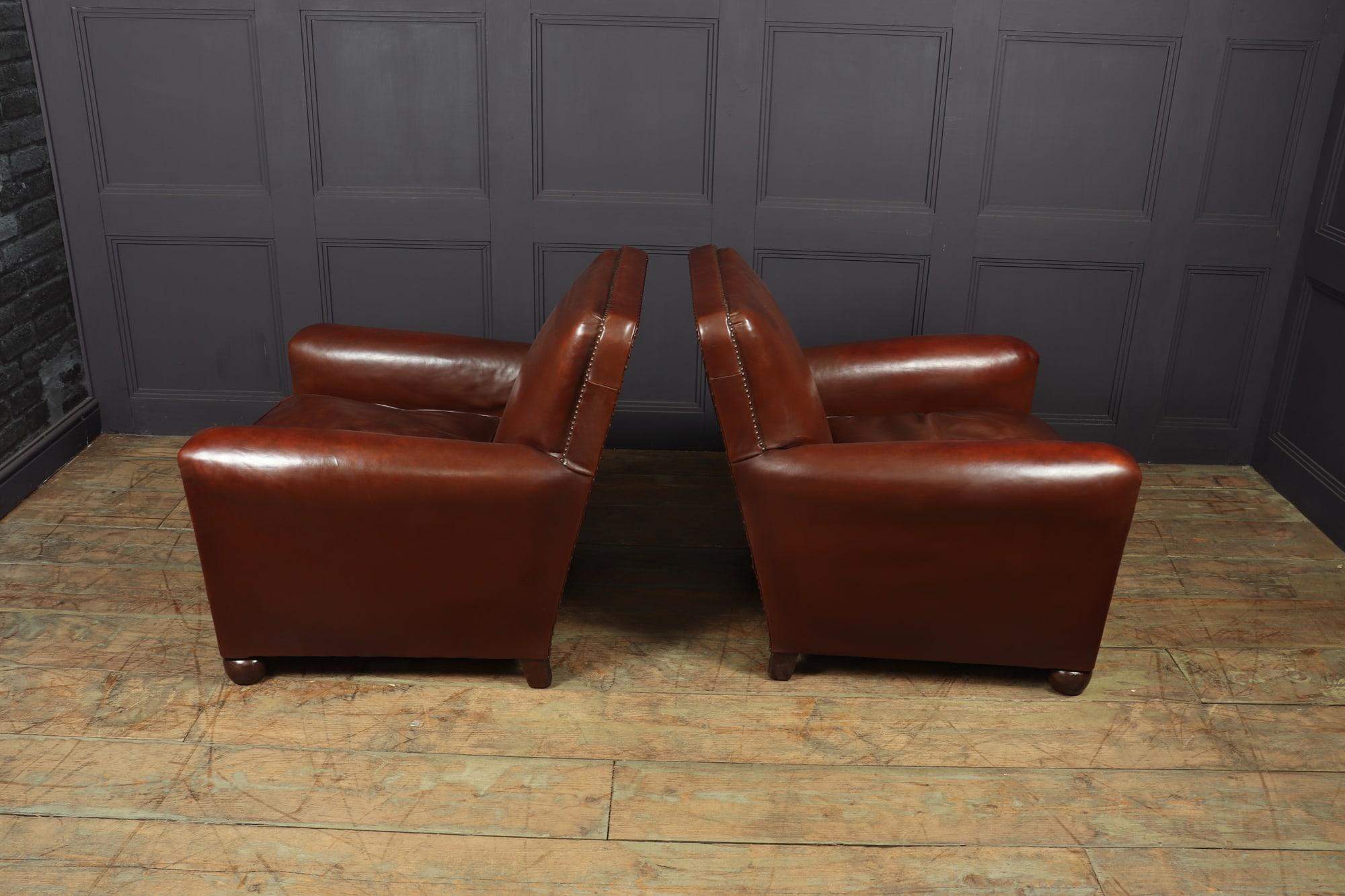 Pair of French Leather Club Chairs, c1940 5