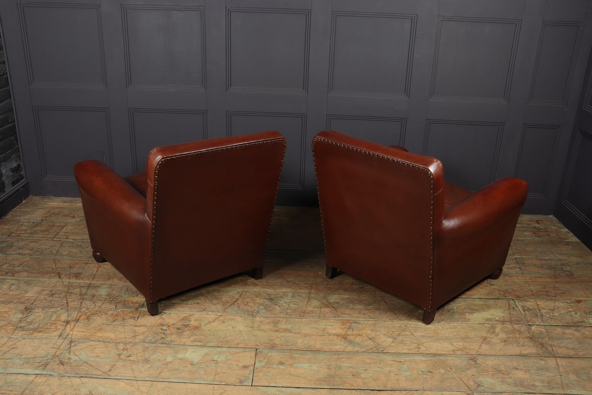 Pair of French Leather Club Chairs, c1940 6