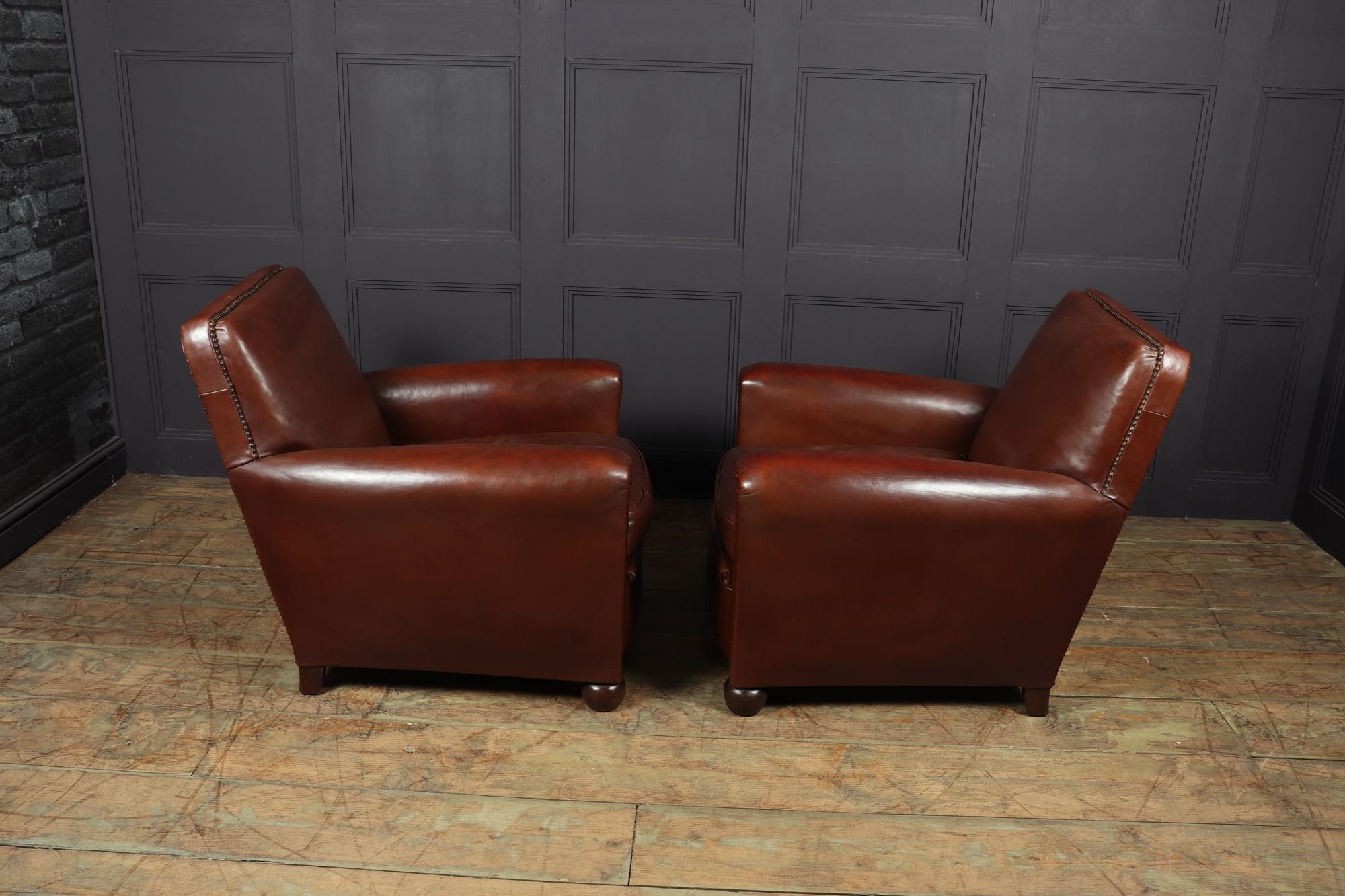 Pair of French Leather Club Chairs, c1940 7