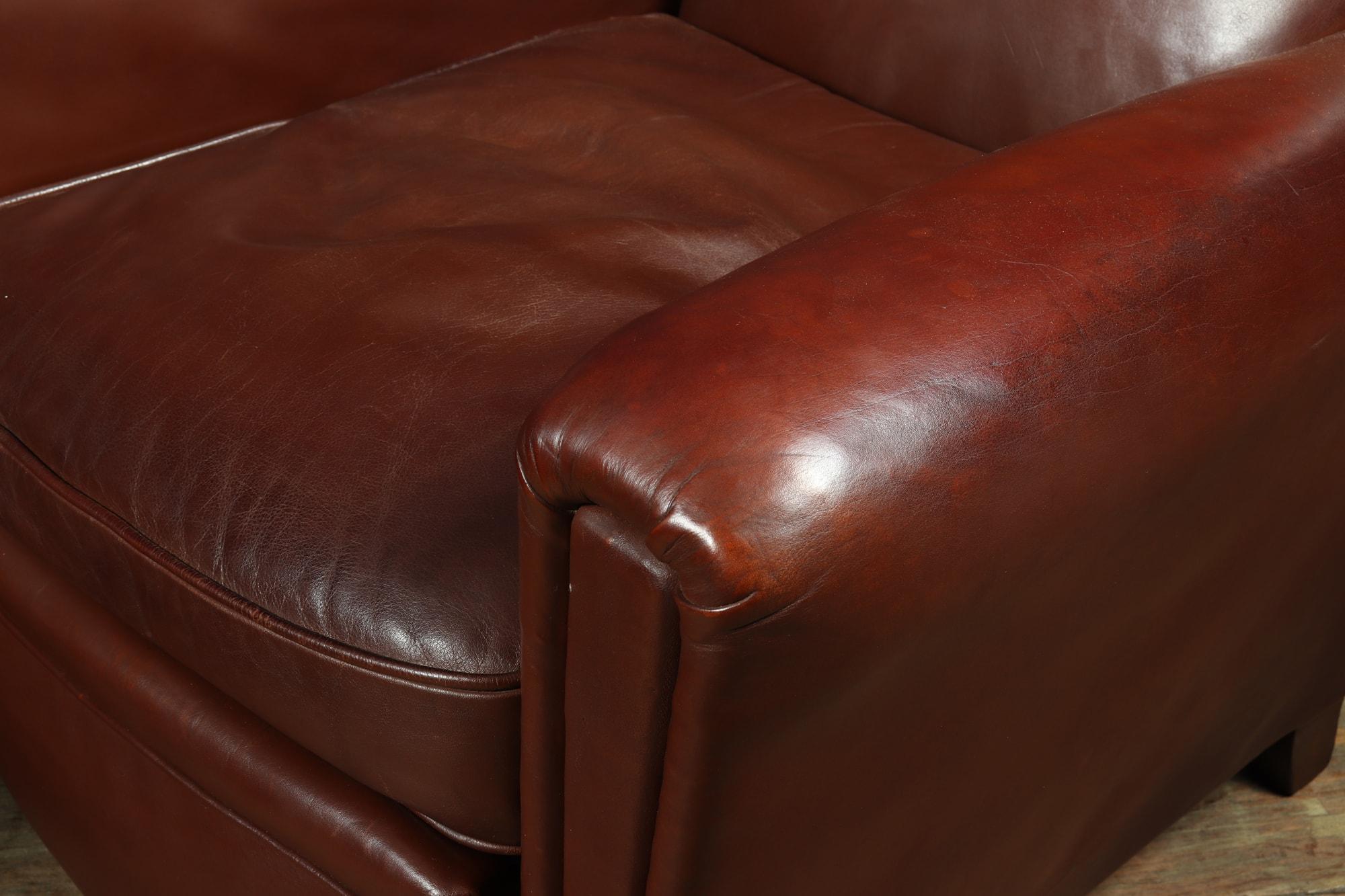 Pair of French Leather Club Chairs, c1940 9