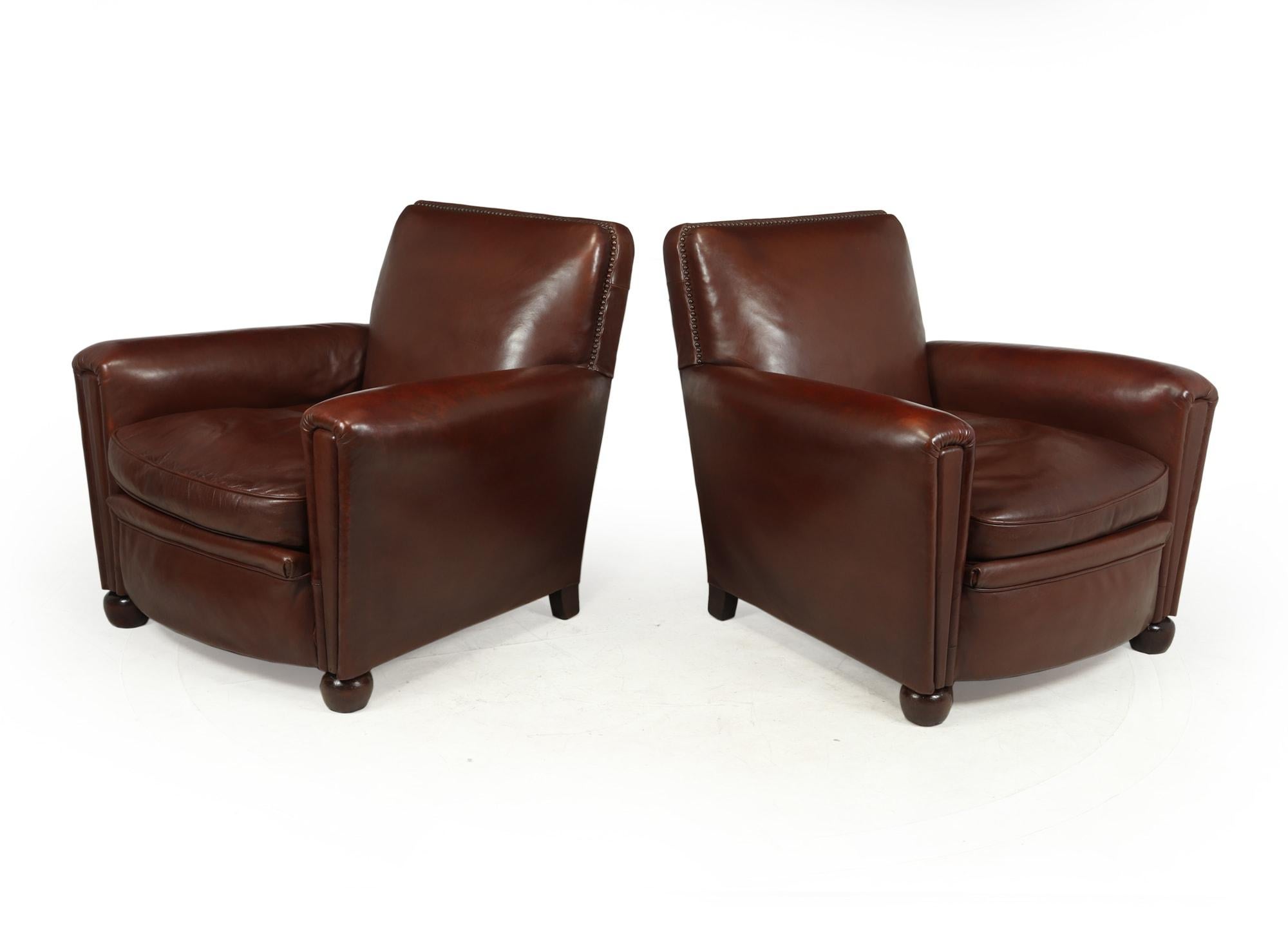 Other Pair of French Leather Club Chairs, c1940