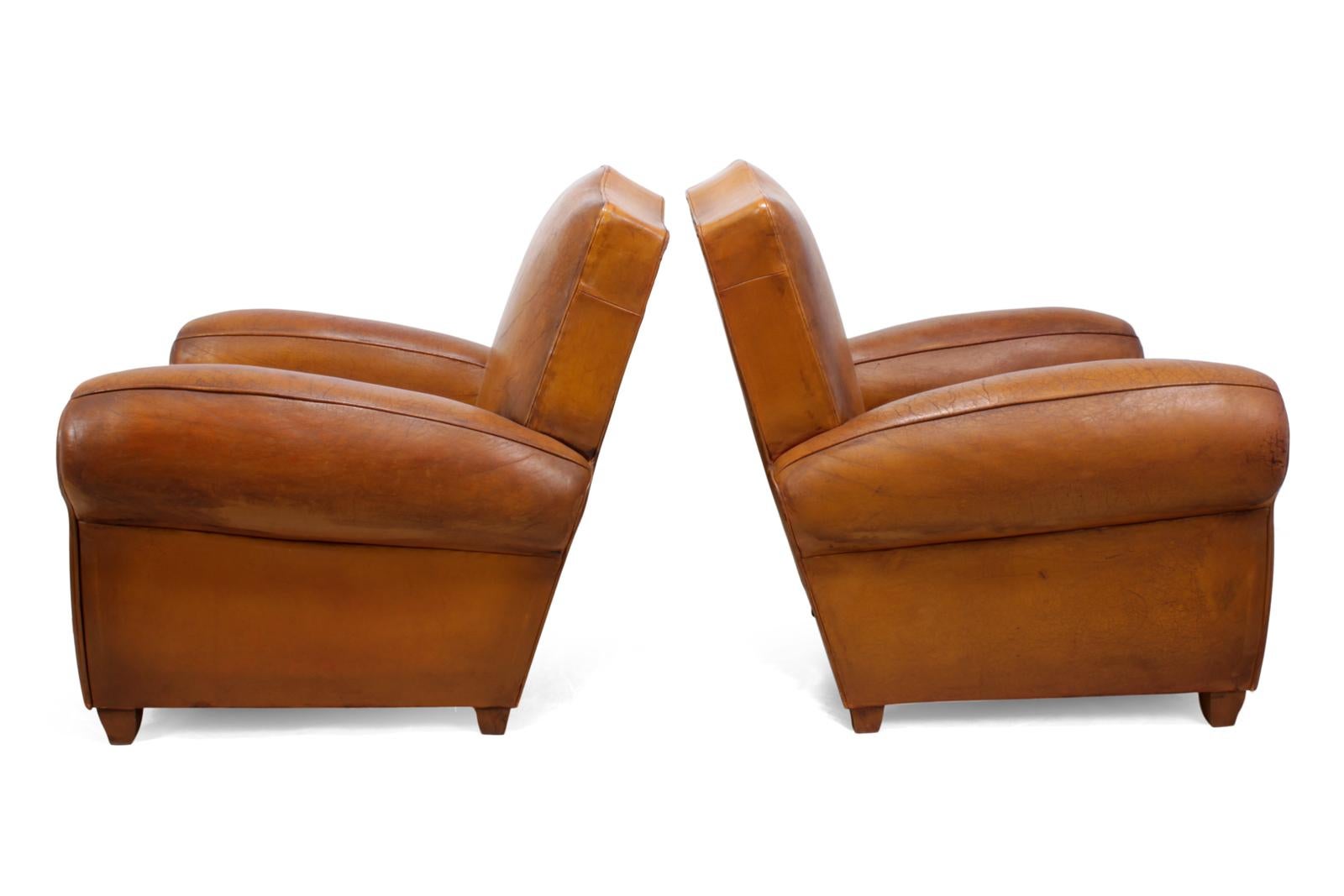 Pair of French Leather Club Chairs, circa 1940 5
