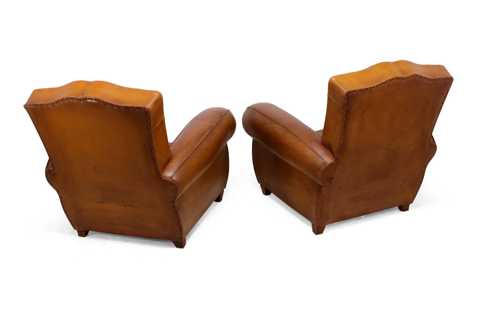 Pair of French Leather Club Chairs, circa 1940 4