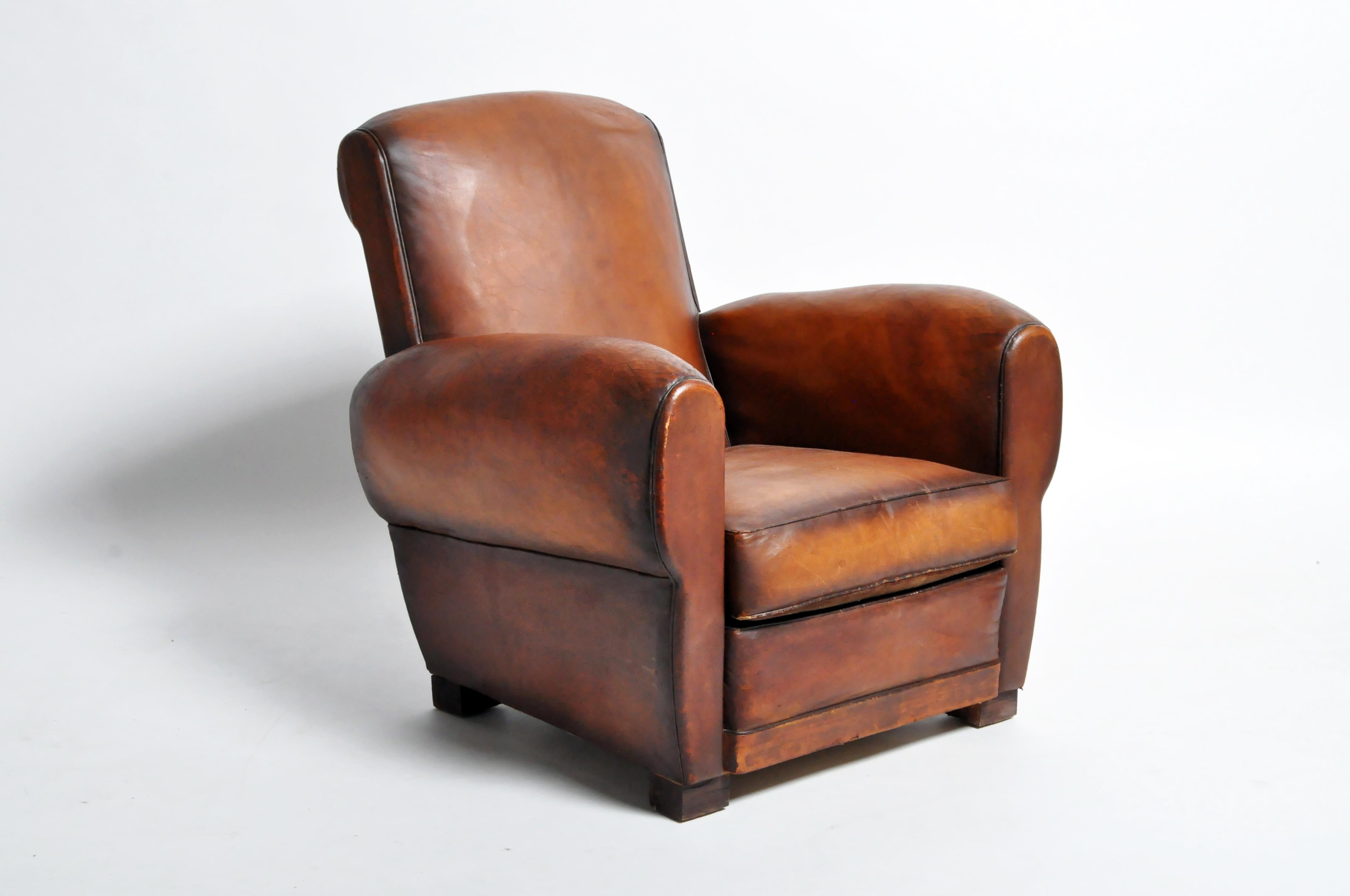 Pair of French Leather Club Chairs 11