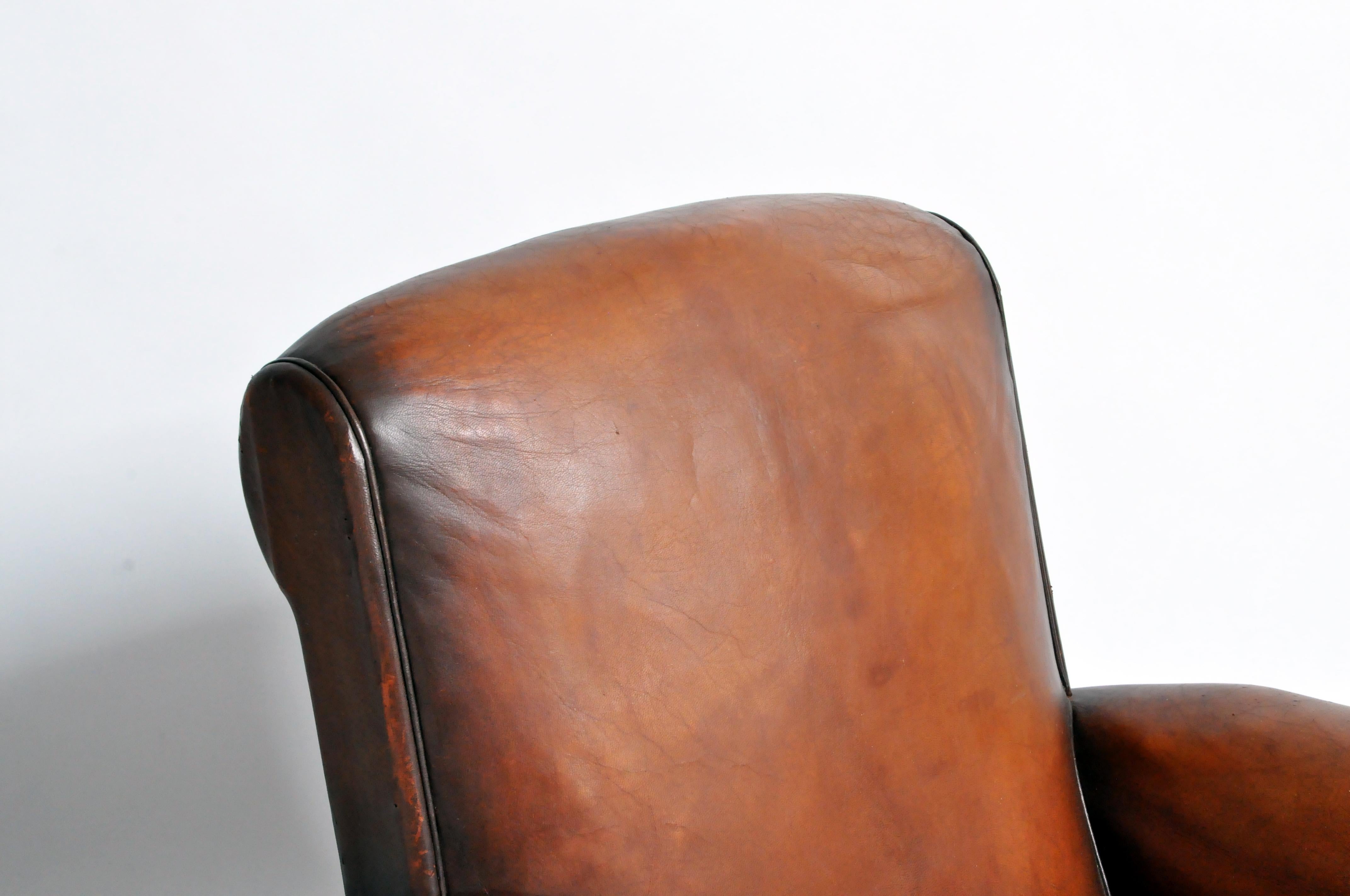 Pair of French Leather Club Chairs 12