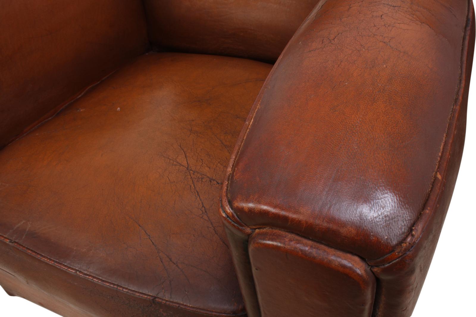 Pair of French leather club chairs
A pair of French leather club chairs, produced in the 1940s these club chairs have coil sprung seats and back they have been well looked after, and leather has been conditioned and fed and they are in good solid