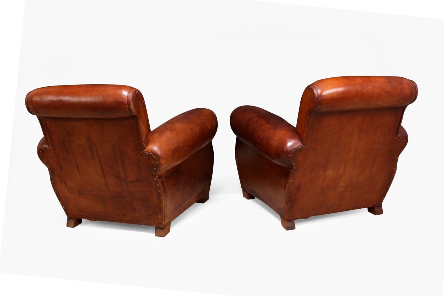 Pair of French Leather Club Chairs 2