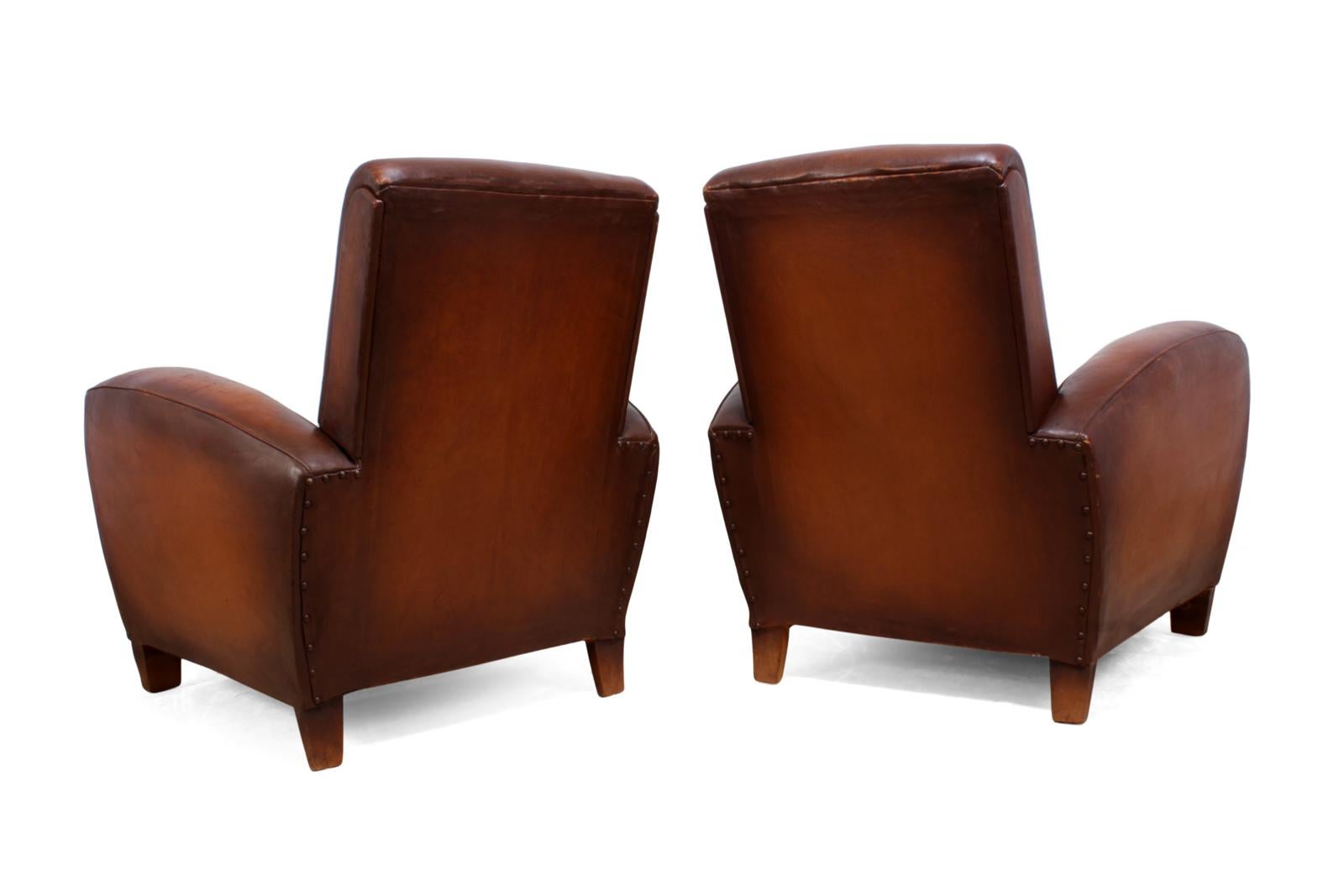 Pair of French Leather Club Chairs 3