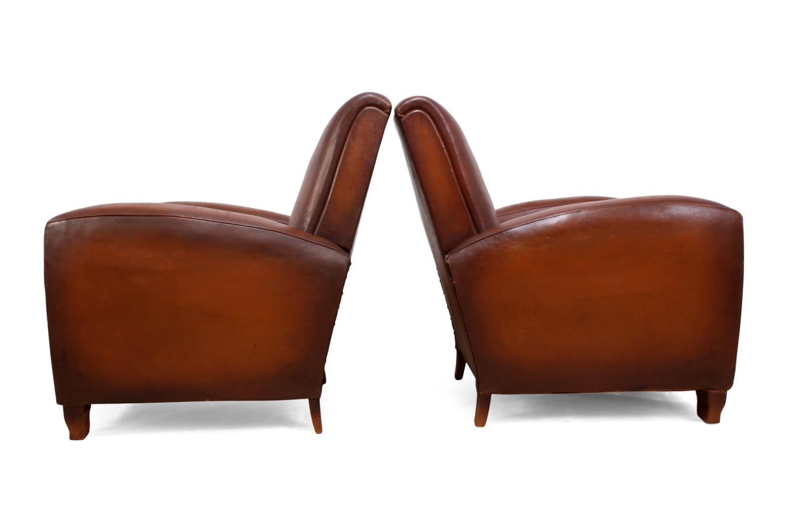Pair of French Leather Club Chairs 4