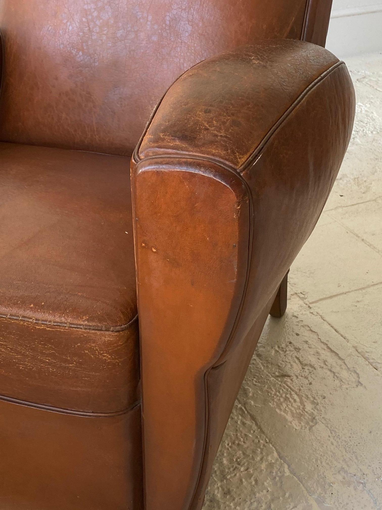Pair of French Leather Club Chairs 5