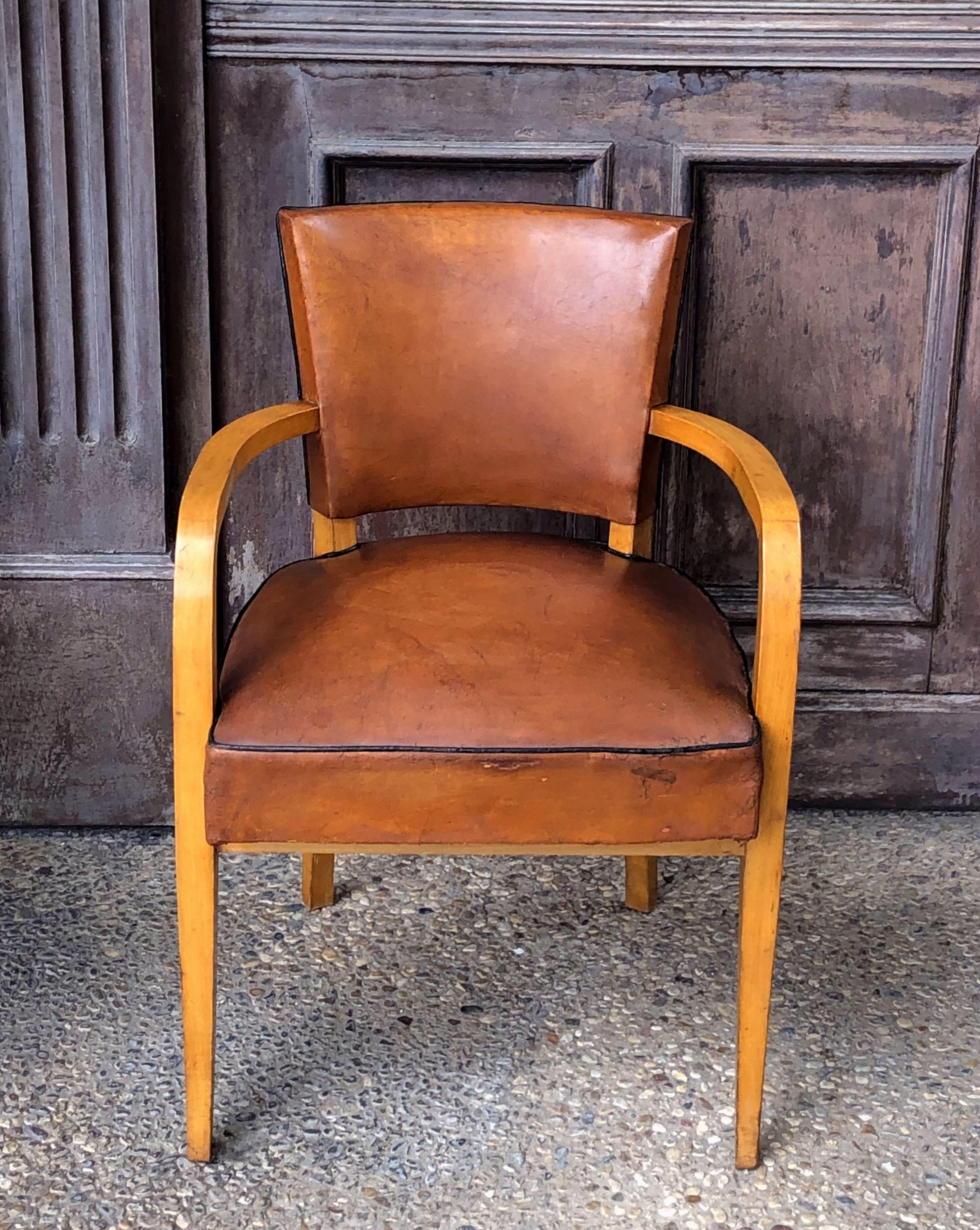 20th Century Pair of French Leather Covered Bridge Chairs 'Individually Priced'