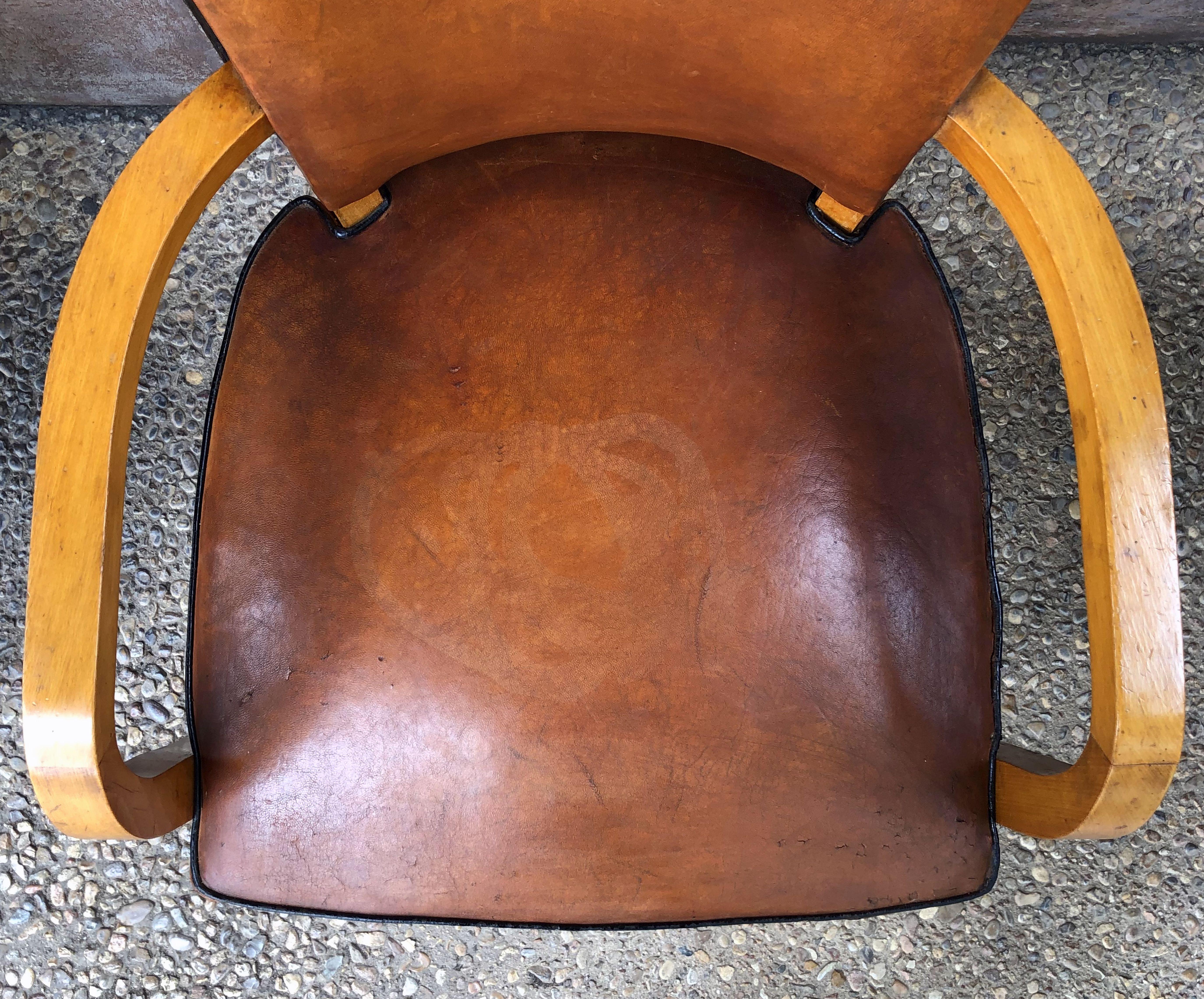 Pair of French Leather Covered Bridge Chairs 'Individually Priced' 1