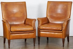 Pair of French Leather Library Armchairs 'Priced Individually'