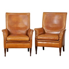 Pair of French Leather Library Armchairs 'Priced Individually'