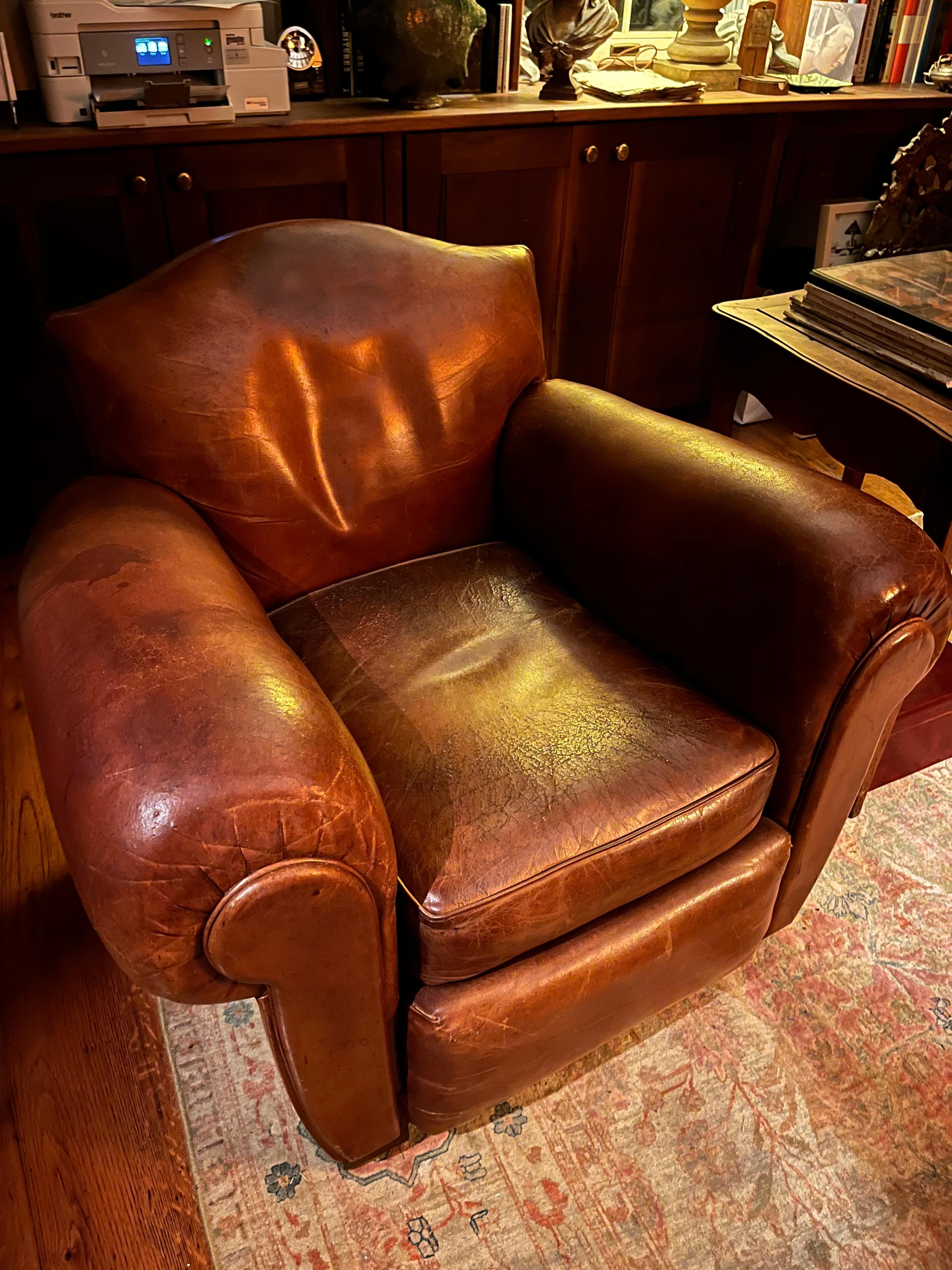 Pair Of French Art Deco Leather Club Chairs, 1930’s 6