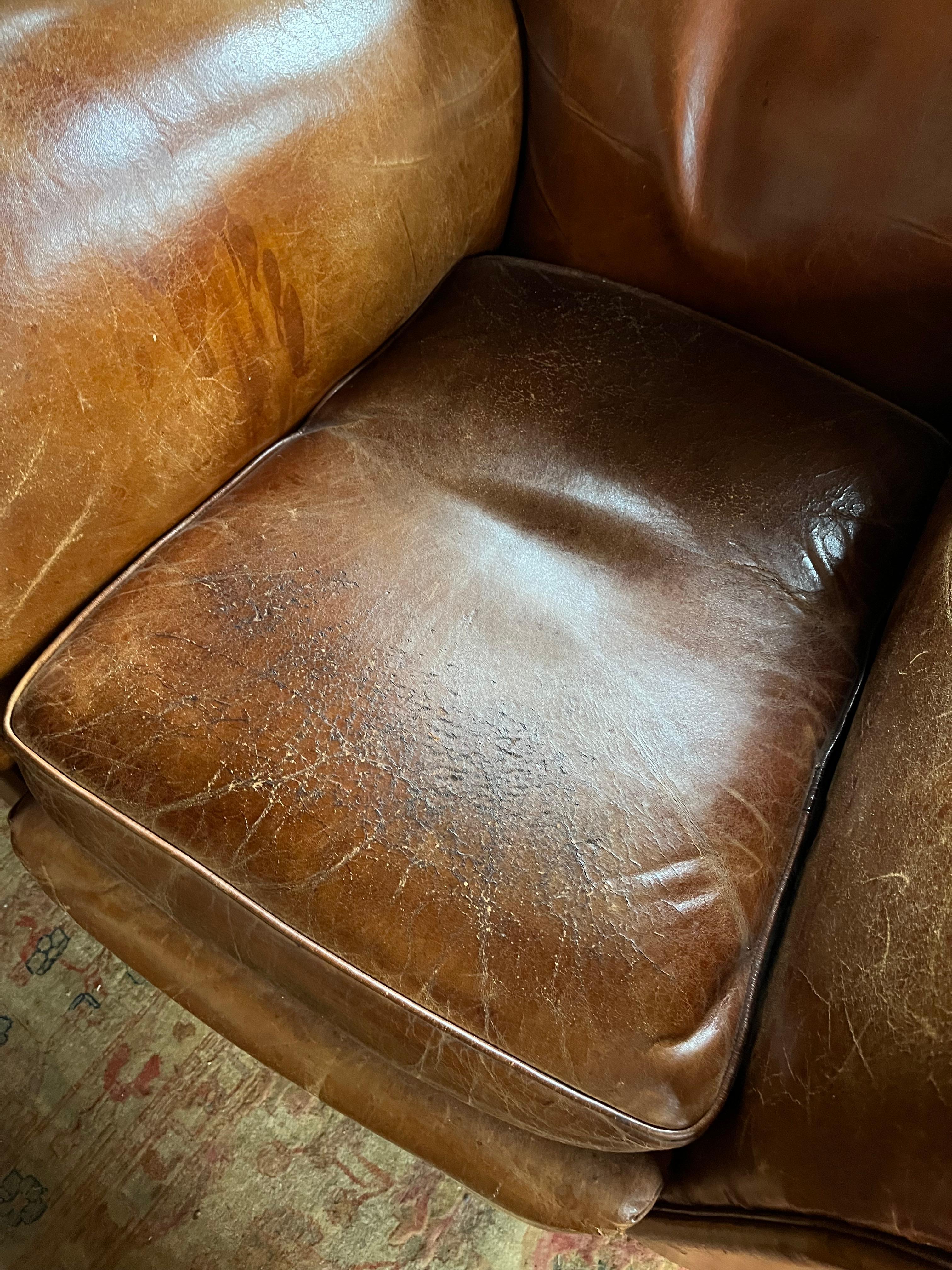 Pair Of French Art Deco Leather Club Chairs, 1930’s 2