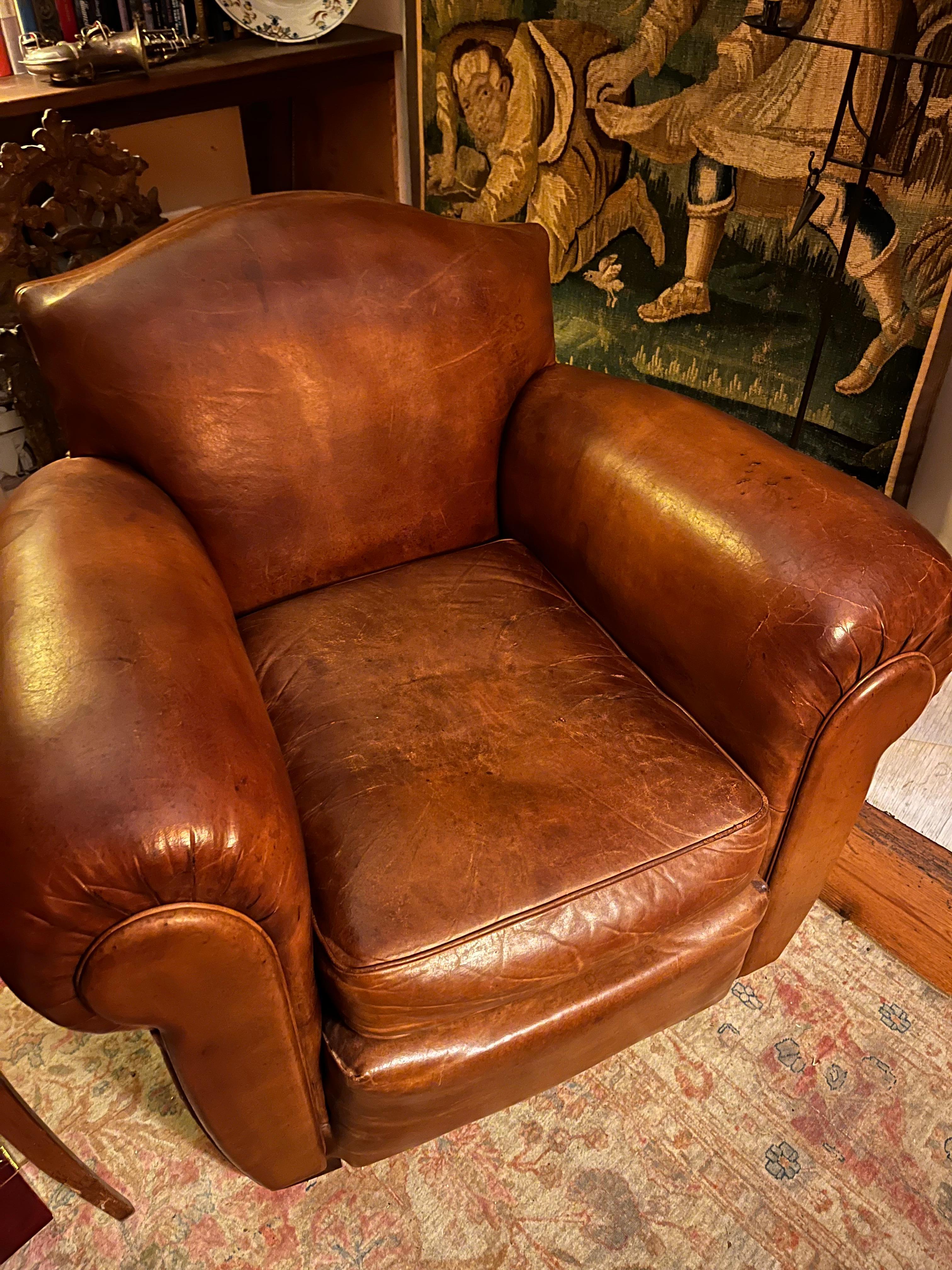 Pair Of French Art Deco Leather Club Chairs, 1930’s 5