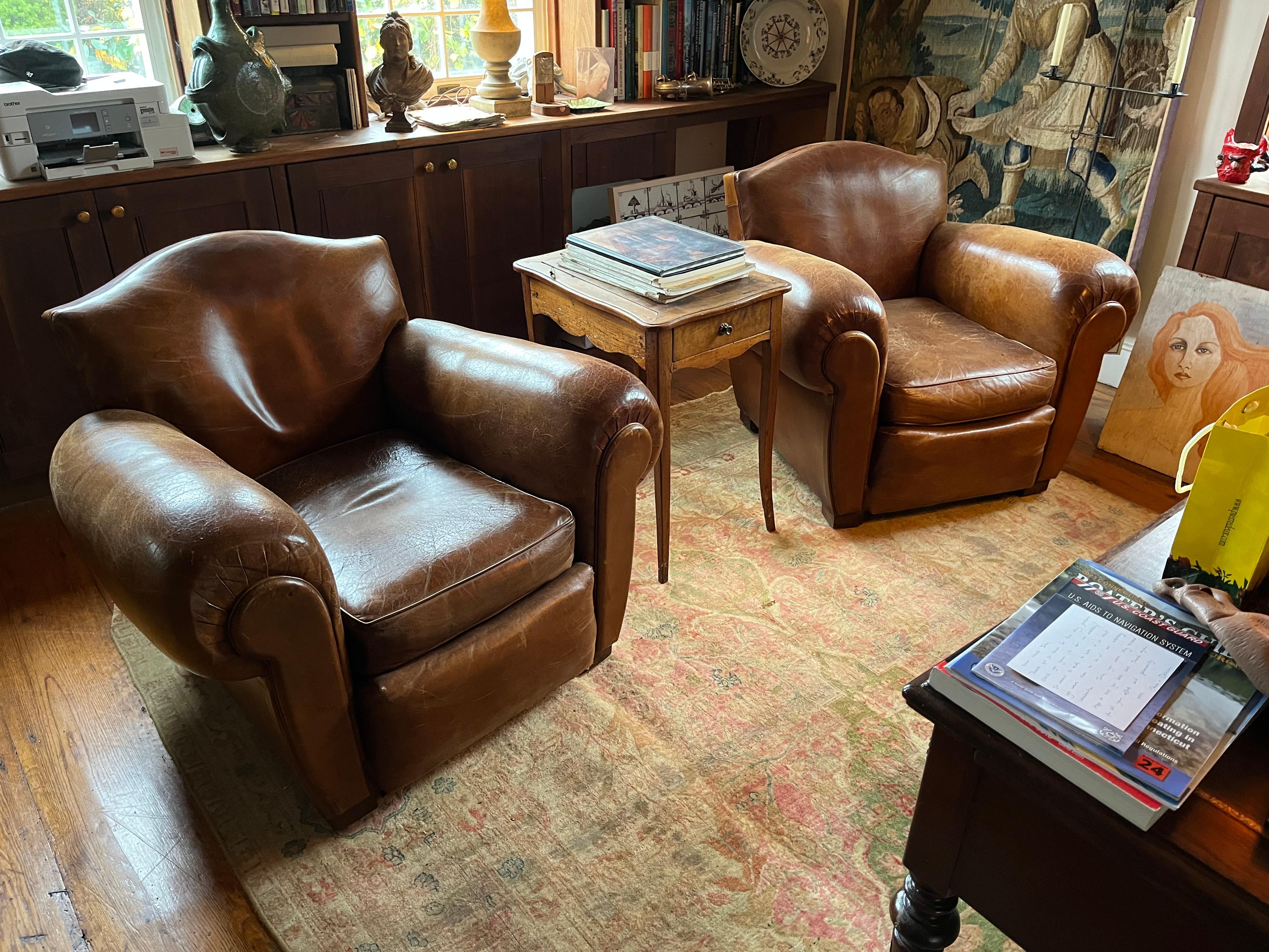 Pair Of French Art Deco Leather Club Chairs, 1930’s 3