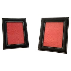 Pair of French Leather Picture Frames in the Style of Jacques Adnet
