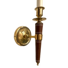 Pair of French Leather Sconces