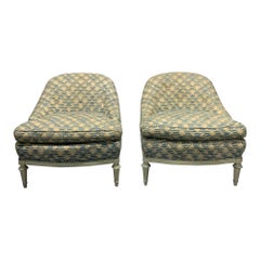 Used Pair of French Leather Slipper Chairs