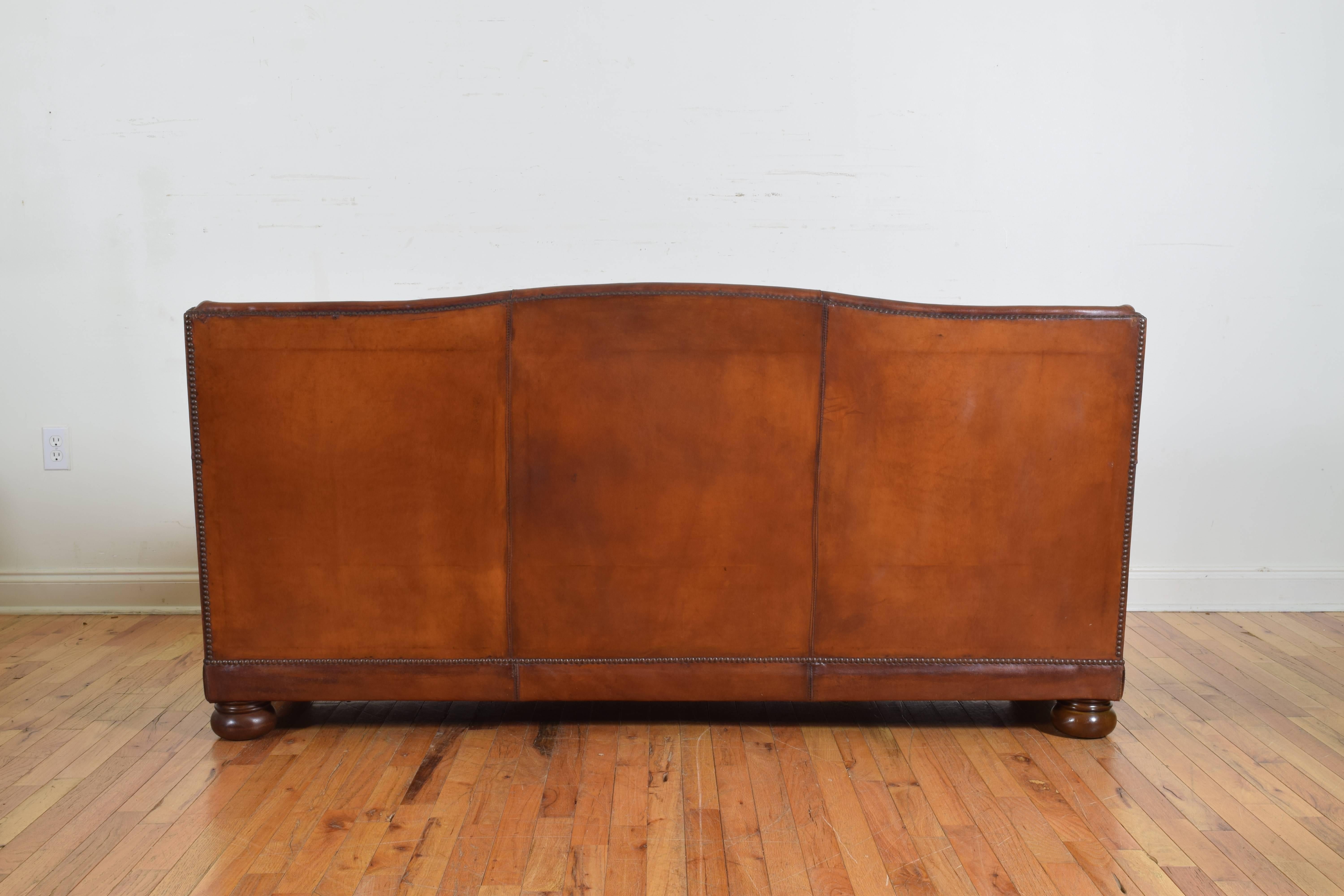 Pair of French Leather Sofas with Down Cushions, Mid-20th Century 6