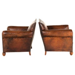 Pair of French Leather Studded Club Chairs