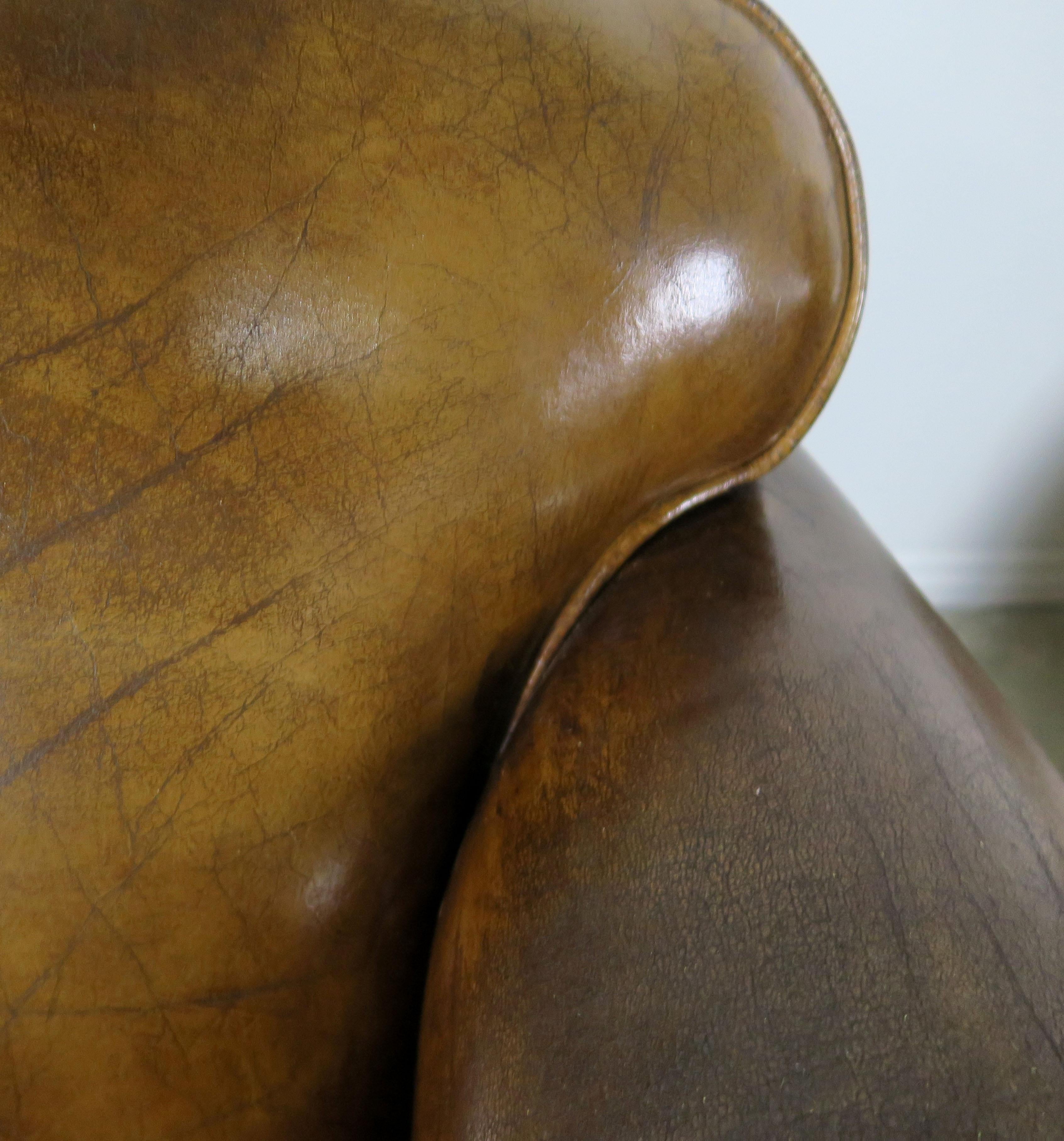 Pair of French Leather Upholstered Club Chairs, circa 1940s 3