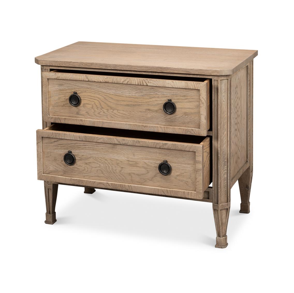 Neoclassical Pair of French Light Oak Nightstands For Sale