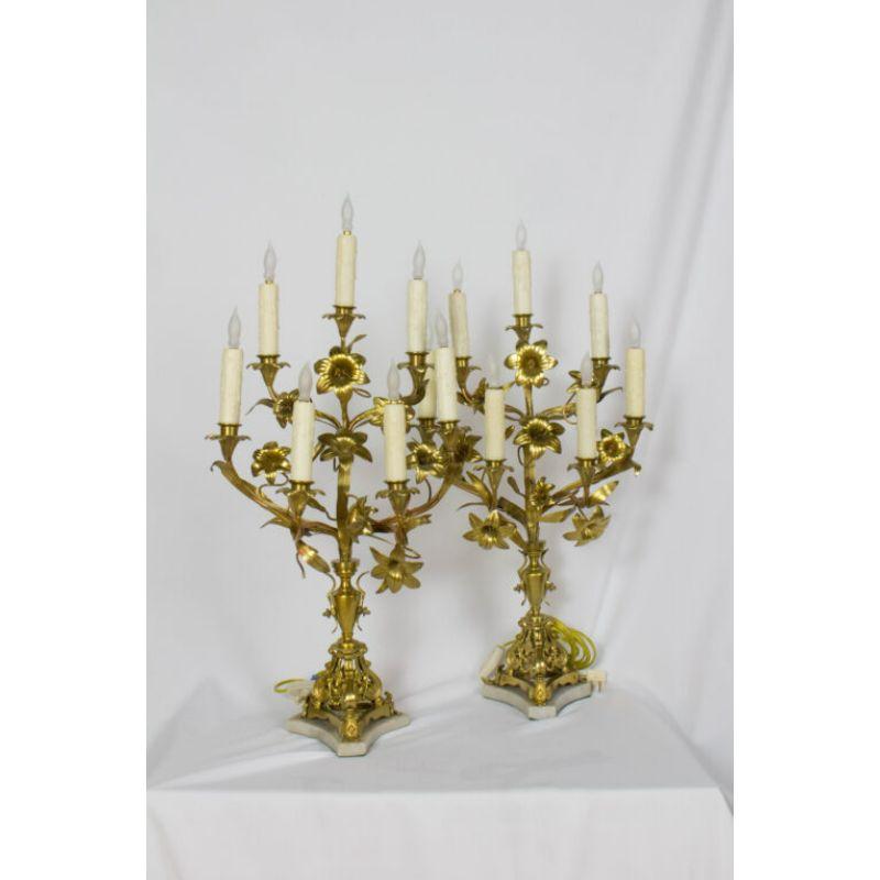 Napoléon III Paire de candélabres français Lily en vente