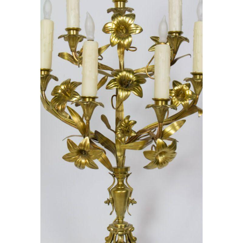 Pair of French Lily Candelabra In Excellent Condition For Sale In Canton, MA