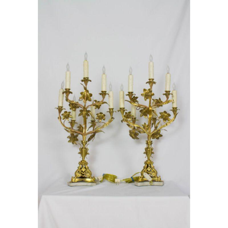 Pair of French Lily Candelabra For Sale 2