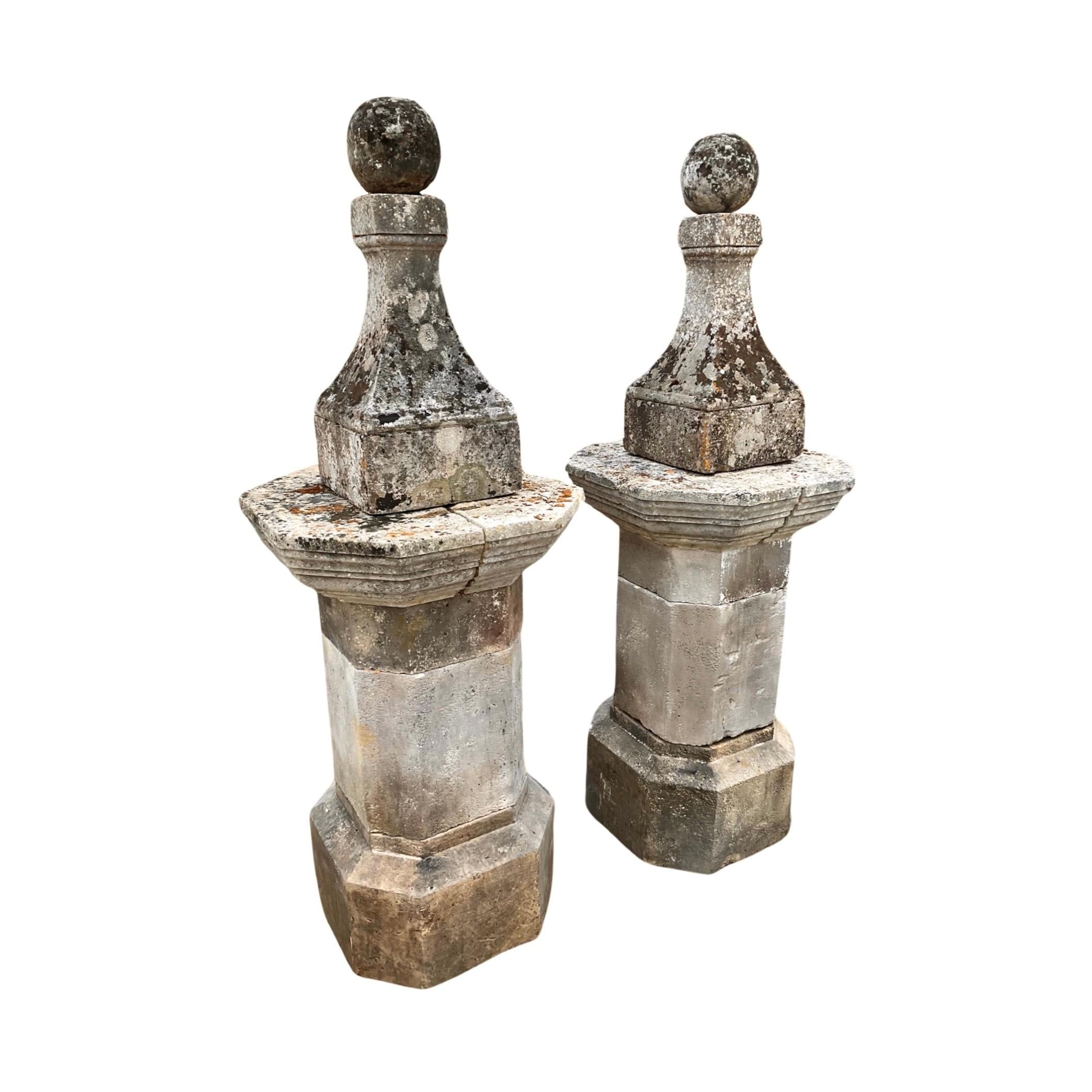 Pair of French Limestone Finials For Sale 1