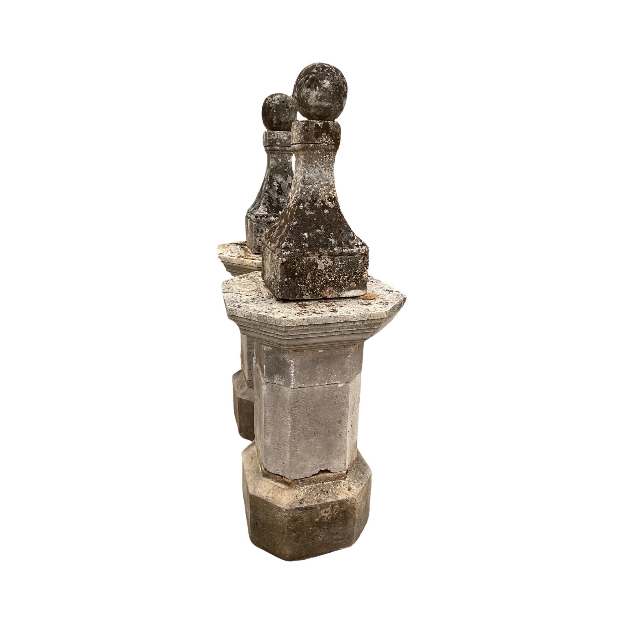 Pair of French Limestone Finials For Sale 2