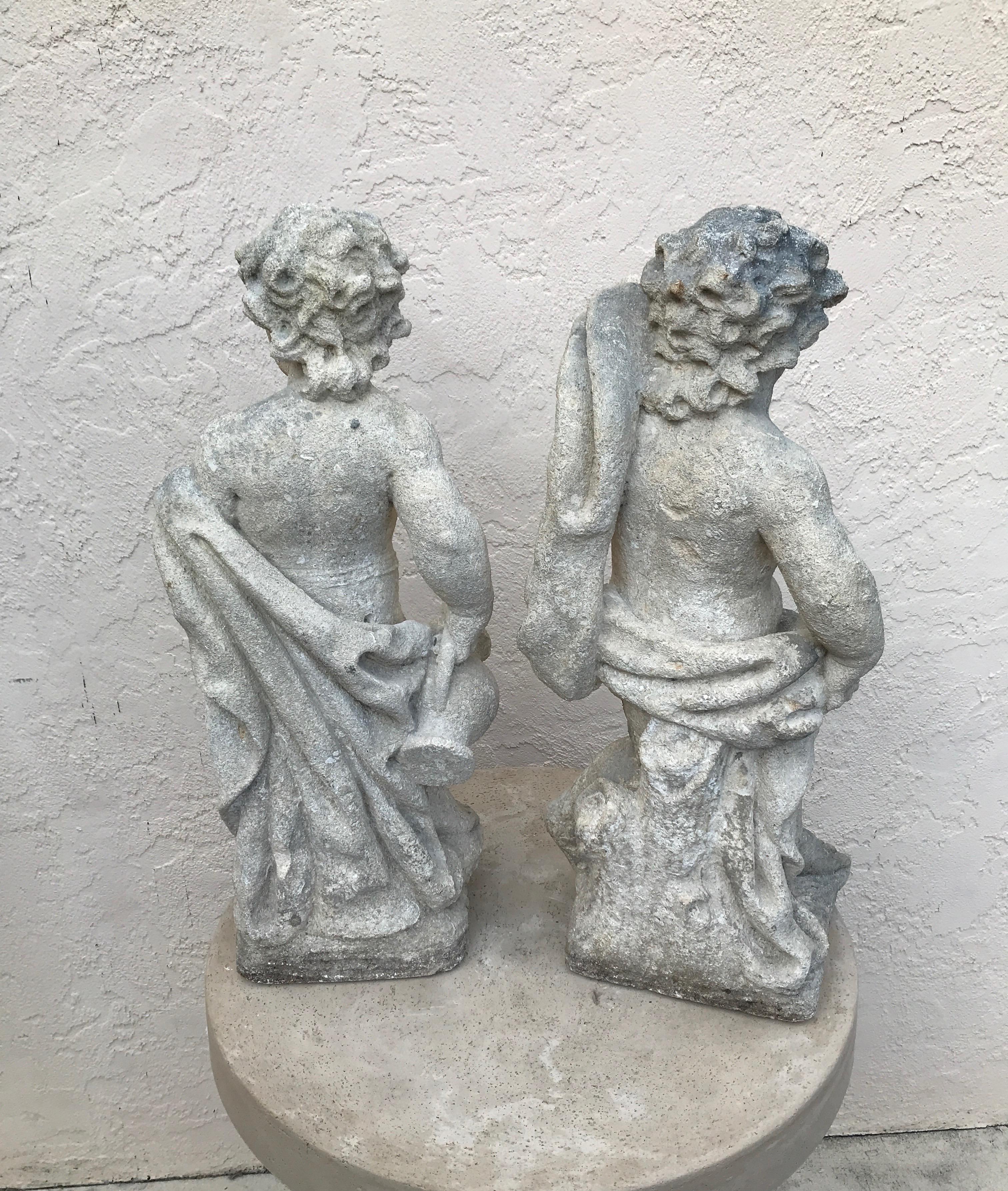 Pair of French Limestone Putti In Good Condition In West Palm Beach, FL