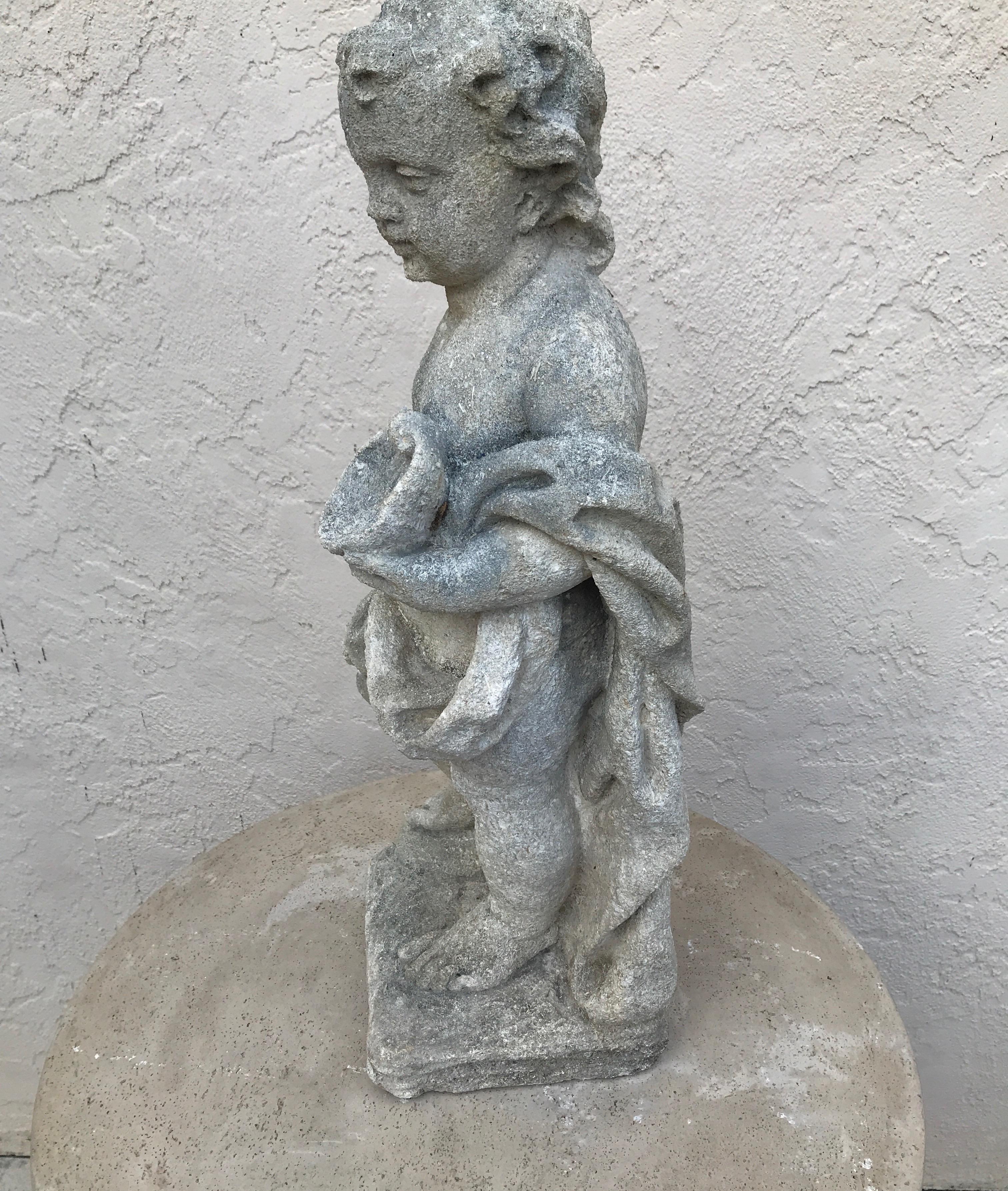 Pair of French Limestone Putti 2