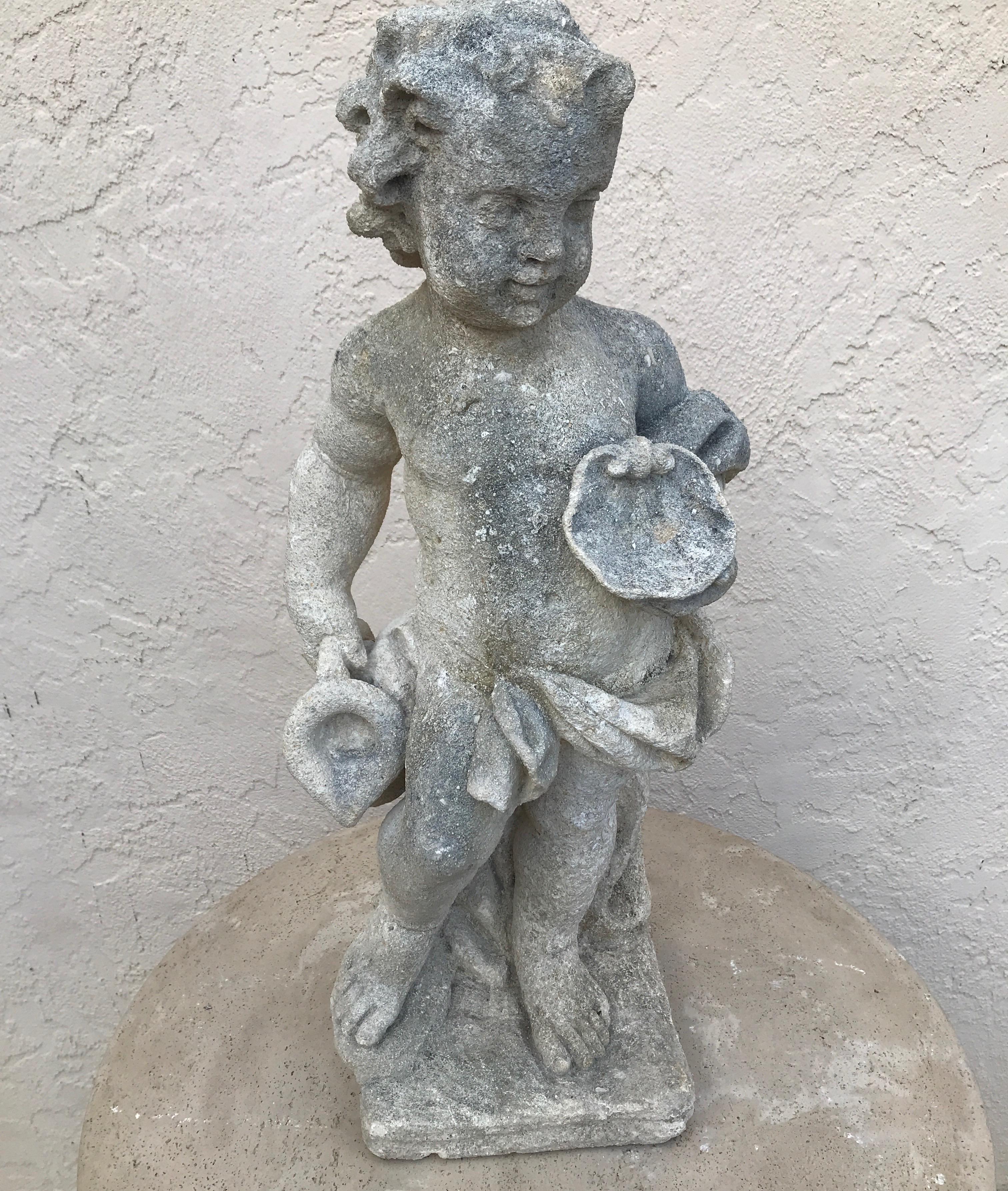 Pair of French Limestone Putti 3