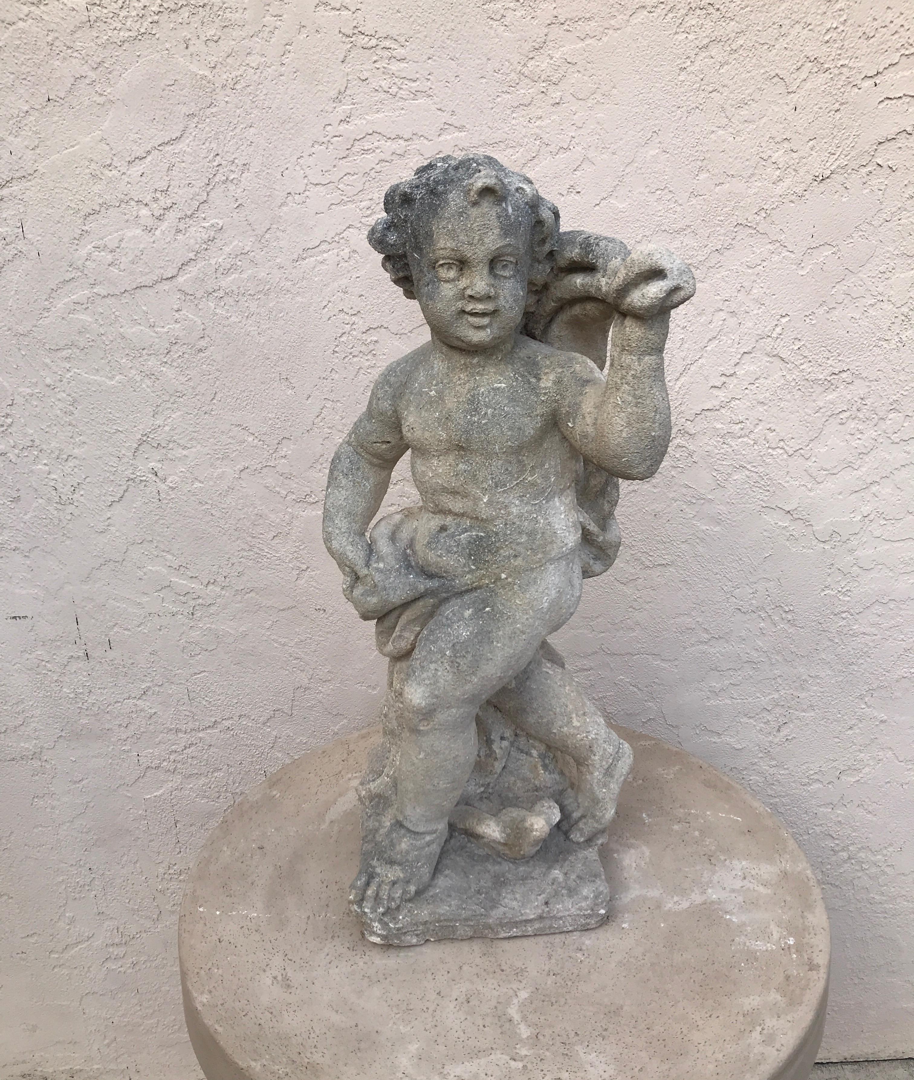 Pair of French Limestone Putti 4