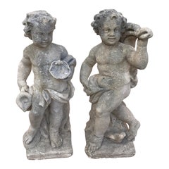 Pair of French Limestone Putti
