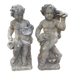 Pair of French Limestone Putti