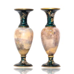 Pair of French Limoges Enamel Vases