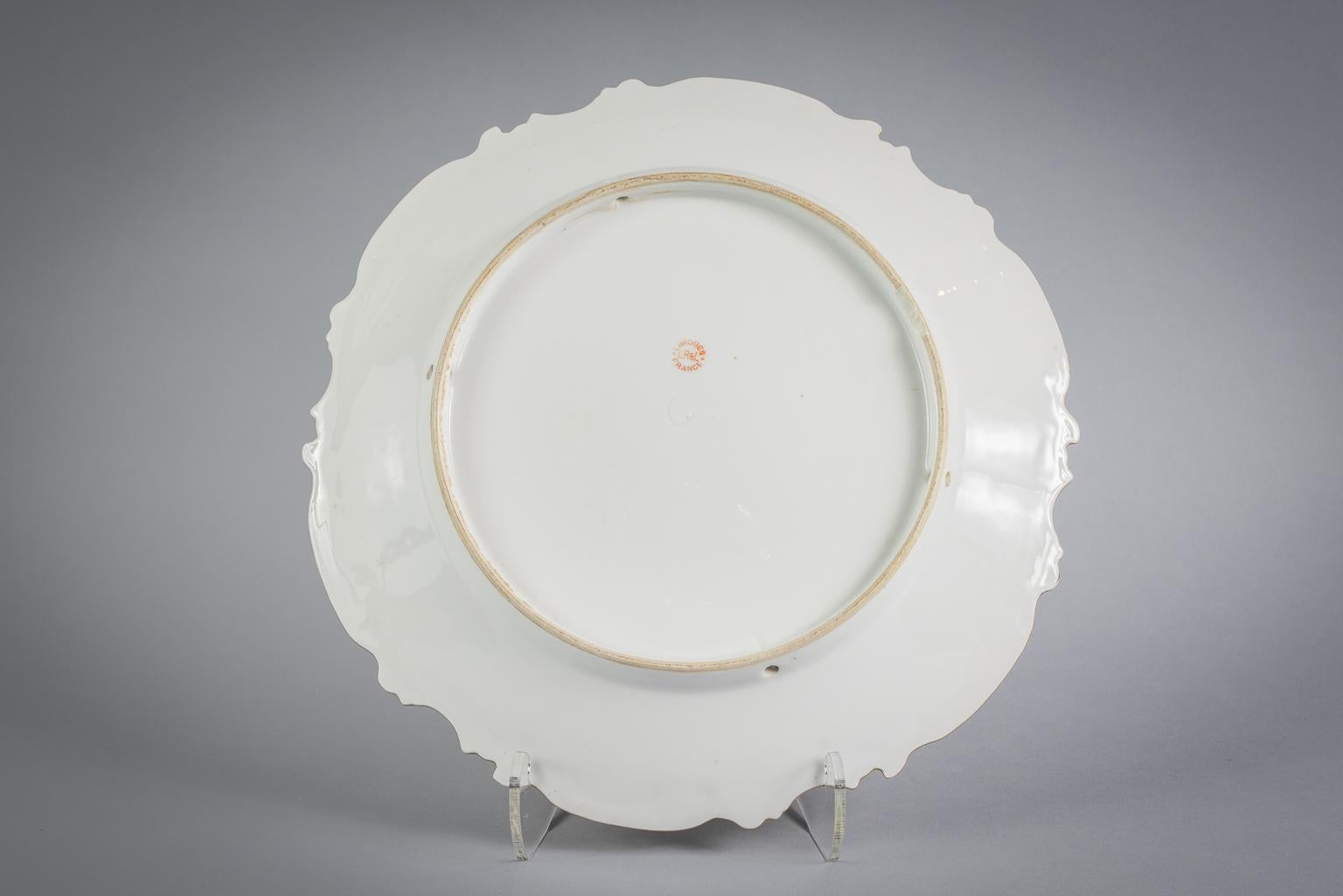 Pair of French Limoges Porcelain Chargers, circa 1890 For Sale 4