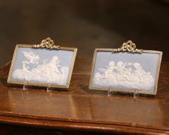 Pair of French Limoges Porcelain Plaques with Bronze Frames, Early 20th Century